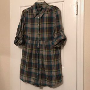 NY&Co multi-color tunic. Gray/Turq/yellow.